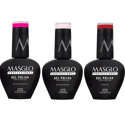 Miniatura 4 de MASGLO Kit de esmalte de gel, encanto auténtico, 3 tonos rebeldes apagados, manicura semipermanente UV/LED vegana, uso de 30 días, acabado de borde