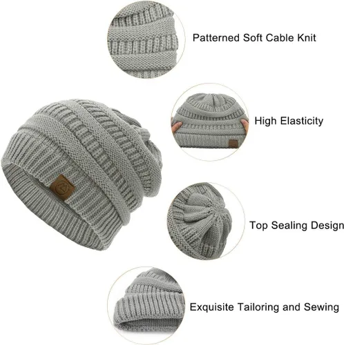 Miniatura 5 de Durio Gorros de invierno para mujer, gorro de punto trenzado, gorro de invierno grueso para mujer
