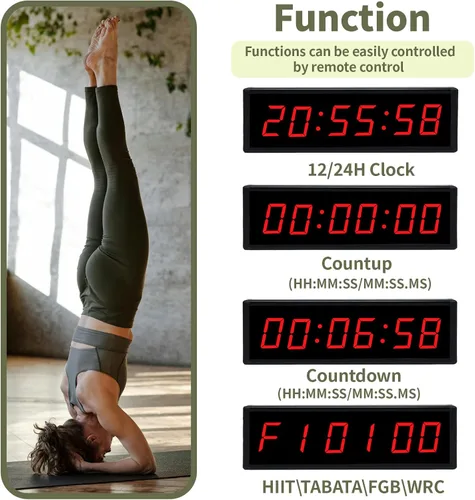 Miniatura 3 de Reloj digital con temporizador de gimnasio con botón de inicio/parada inalámbrico, reloj de entrenamiento con control remoto, reloj de pared