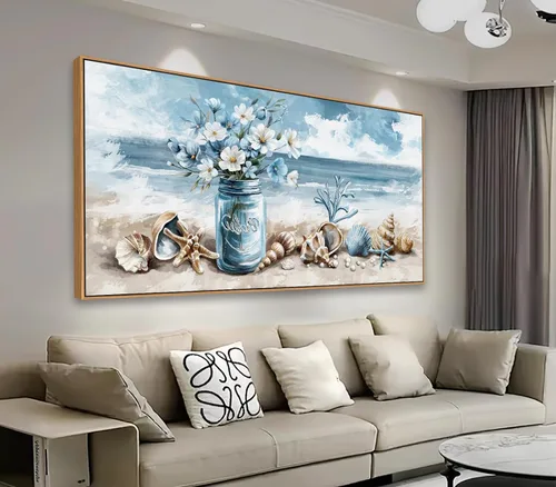 Miniatura 9 de Arte de Pared en Lienzo de Abedul Enmarcado - Imágenes Abstractas de Árboles de Abedul para Pintura Moderna en Lienzo Turquesa, Obra de Arte