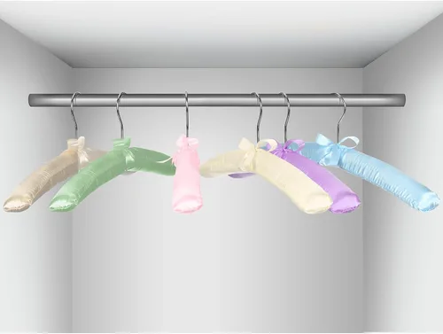 Miniatura 6 de Jetec 24 Piezas de Perchas Acolchadas de Raso con Gancho Giratório de 360° y Almohadillas de Espuma para Hombros para Abrigo, Suéteres, Blusas, Beige