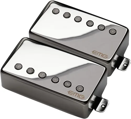 Miniatura 5 de Set de pastillas humbucker para puente y cuello de guitarra EMG 57/66, cromo negro Negro chrome