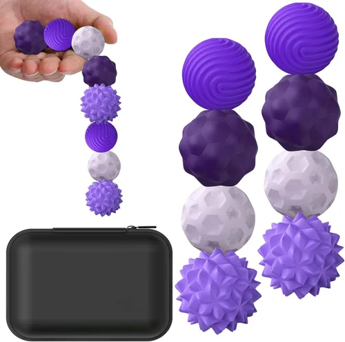 Miniatura 12 de BUSOHA Bolas Fidget de Silicona - Paquete de 4 Juguetes Fidget para Adultos Juguetes Sensoriales Pelotas Antiestrés para Adultos Adolescentes Morado