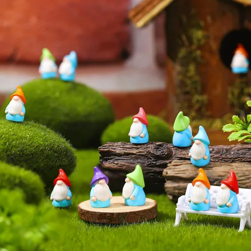 Miniatura 2 de Wonderjune Mini gnomos de resina a granel, pequeñas estatuas de hadas, pequeños gnomos en miniatura para paisaje, exterior, patio, césped, macetas
