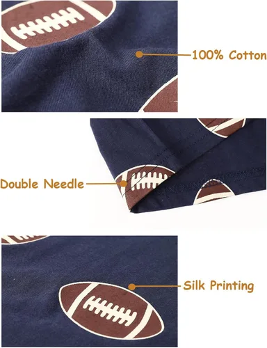 Miniatura 4 de A&J DESIGN Conjunto de pijama para niños, 100 % algodón, 2 piezas con temática deportiva