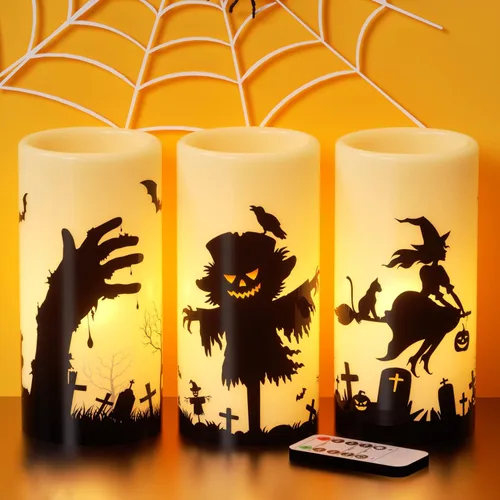 Miniatura 12 de Juego de 3 velas de calcomanía de Halloween de DRomance