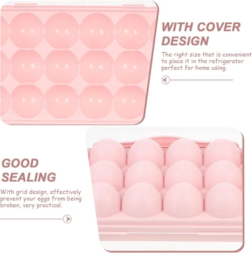 Miniatura 3 de Angoily Cartón de huevos, soporte apilable para huevos para refrigerador, almacenamiento de plástico1, bandejas de almacenamiento rosa de cocina