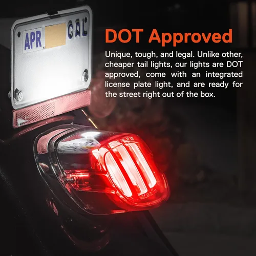 Miniatura 4 de Luz trasera LED TRUE MODS para Harley Davidson - Ensamblaje de lámpara de parada roja cuadrada con diseño de garra y licencia en la parte superior