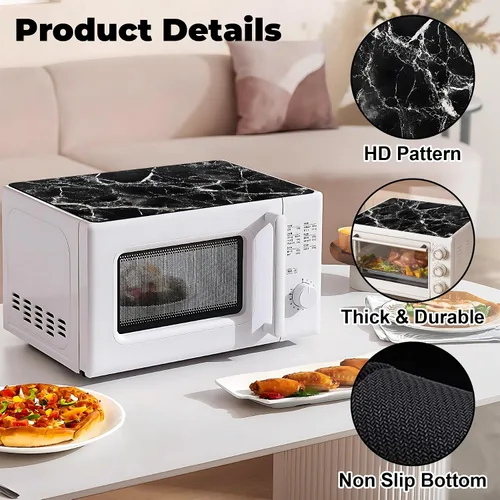 Miniatura 4 de Tapete para microondas, protector antideslizante resistente al calor, protector de mostrador, tapete impermeable y borrable sin lavado para Negro