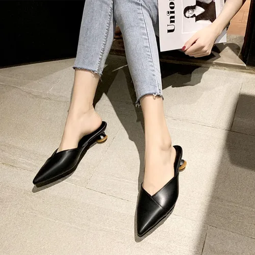 Miniatura 5 de Cómodas sandalias de tacón bajo con punta cerrada para mujer, zapatos elegantes y casuales