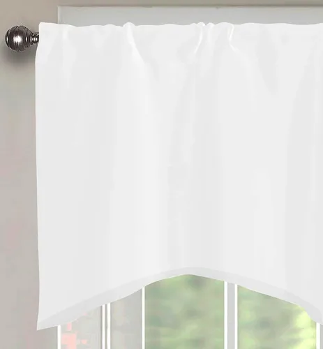 Miniatura 4 de Cenefa Blanco Puro Paquete de 2 - Cortinas de Liquidación para Sala de Estar, Baño y Dormitorio - Estilo Granja Festoneado, 18 Pulgadas de Largo