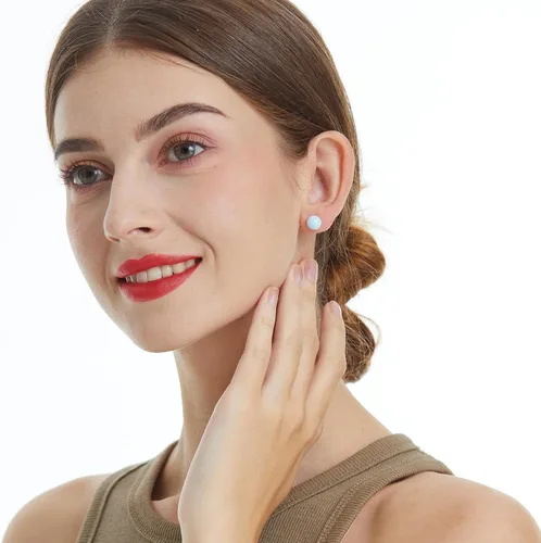 Miniatura 3 de Natural Stone Stud Earrings for Women 8mm Sterling Silver Genuine Gemstone Earrings Handmade Sterling Silver Crystal Stud Earrings for Women