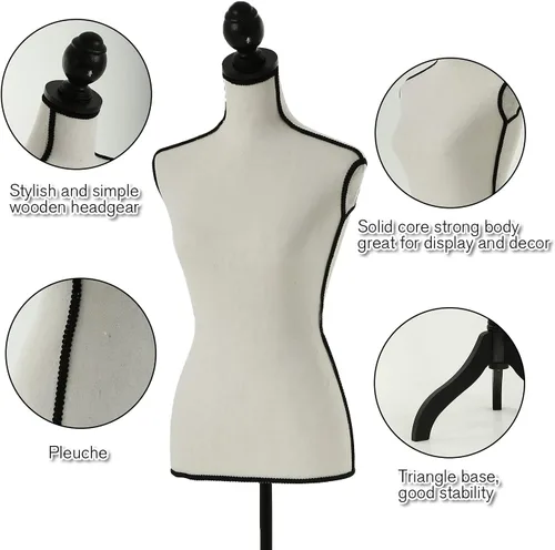 Miniatura 2 de HCY Maniquí de maniquí de torso y soporte para maniquí, forma 60-67 pulgadas, maniquíes ajustables en altura, cuerpo femenino, muestra la base