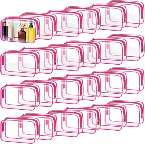 Miniatura 11 de 24 bolsas de aseo transparentes, bolsa de cosméticos para organizador de maquillaje de viaje, bolsa aprobada por la TSA, multicolor, mediana