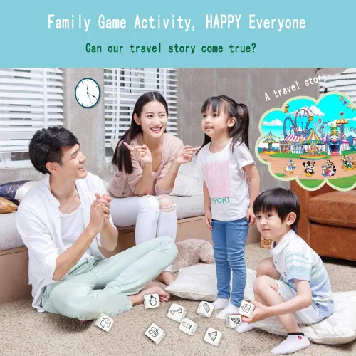 Miniatura 6 de DIY Happy Story Dice 9 Cubos Juguetes 54 Imágenes Imágenes Imágenes Ilimitadas Historias Combinaciones Juego icónico de narración de historias Juego