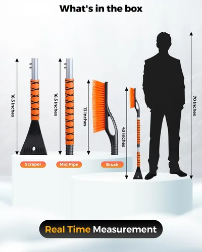 Miniatura 6 de EcoNour Raspadores de hielo extensibles para parabrisas de automóvil de 43 pulgadas, 3 piezas, cepillo telescópico desmontable para nieve