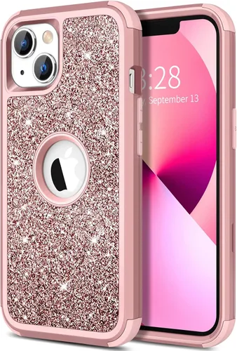 Miniatura 13 de Hython Funda para iPhone 13 Funda con Purpurina, Bonita Cubierta Brillante Resplandeciente con Brillo, Resistente 3 en 1 Híbrida de PC Duro TPU