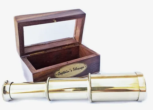 Miniatura 2 de Telescopio de mano de latón completo de 6" con caja de madera - Navegación pirata Comprar un telescopio