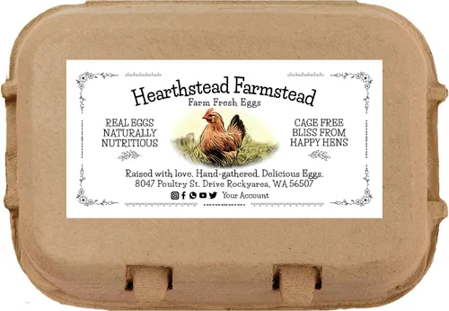 Havongki VOL.1 - 1000 hojas - Etiquetas personalizadas para cartón de huevos de 4 x 2 pulgadas, calcomanías adhesivas de huevos frescos de granja,