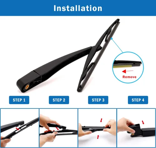 Miniatura 6 de WTI Juego de brazo y escobillas para limpiaparabrisas trasero Compatible con Ford Edge 2007-2014 / Compatible con Lincoln MKX 2007-2014 SUV Conjunto