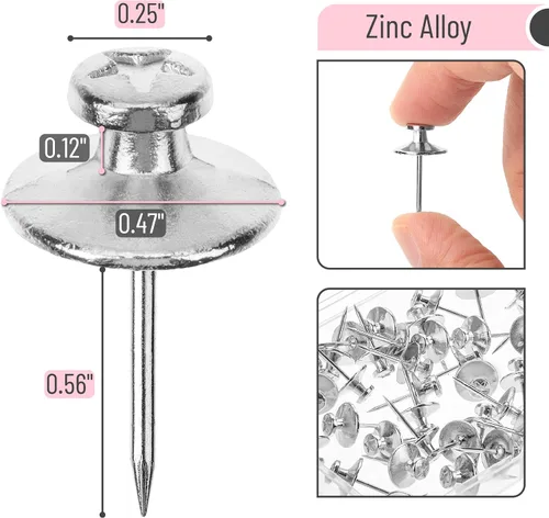 Miniatura 3 de Mr. Pen Clavos de doble cabeza para cuadros - Paquete de 50, plateados, Tachuelas para colgar en la pared