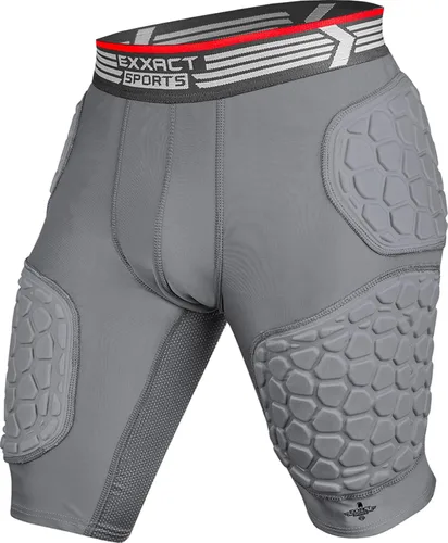 Exxact Sports Elite - Faja de fútbol para adultos con 5 almohadillas para hombres con bolsillo para tazas, pantalones cortos de compresión Gris