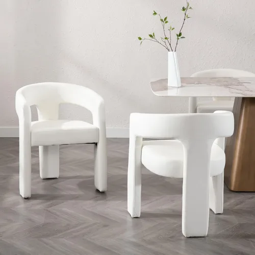 Miniatura 4 de BESTANO Modernas sillas de comedor tapizadas de piel sintética con respaldo abierto, bonitas sillas laterales de barril para cocina, sillas