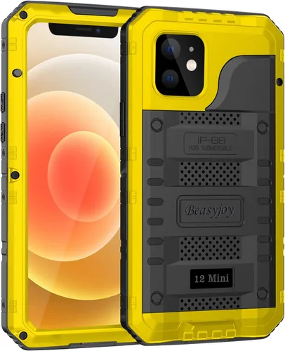 Miniatura 15 de Beasyjoy Funda impermeable para iPhone 12 Pro Max, cubierta protectora de cuerpo completo con protector de pantalla incorporado, resistente a Negro