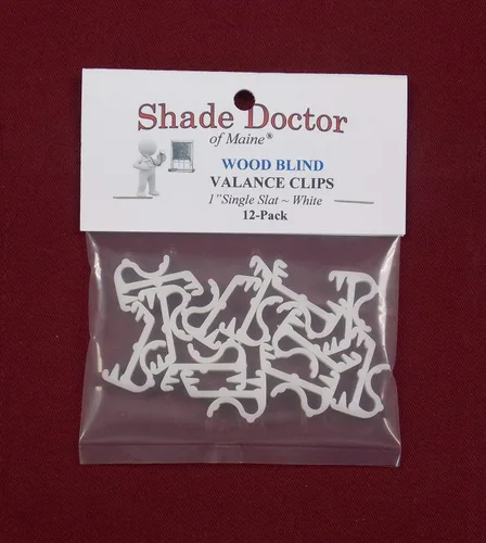 Clips de retención de cenefa blanca de 1 pulgada para madera horizontal o mini persianas (paquete de 12)