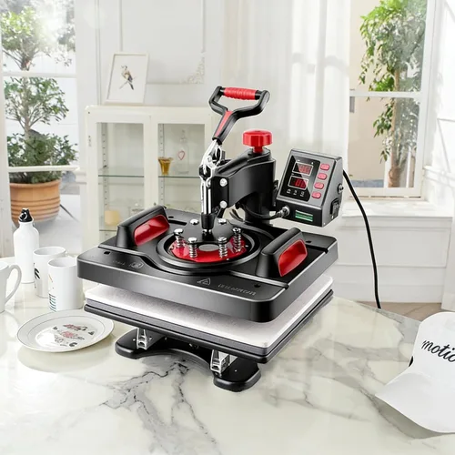Miniatura 8 de AKEYDIY - Máquina de prensa de calor 5 en 1, máquina profesional de sublimación, 12" X 15", prensa giratoria para impresión en camisas