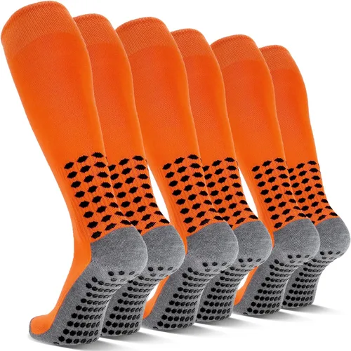 Miniatura 9 de 3 pares de calcetines de fútbol de agarre para hombre, acolchados, antideslizantes, para fútbol, baloncesto, deportes, hasta la rodilla, calcetines