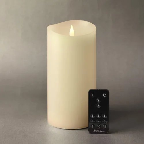 Miniatura 18 de Velas LED sin llama con control remoto, 3 x 5.1 pulgadas, llama móvil parpadeante 3D, velas que funcionan con pilas en carcasa de cera real para uso