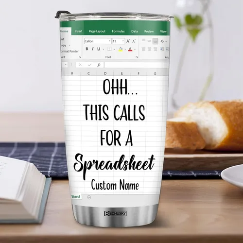 Miniatura 4 de BECHUSKY Regalos Personalizados para Contadores para Jefes, Mujeres y Hombres - Taza Termo Personalizada con Nombre de Hoja de Cálculo - Regalos