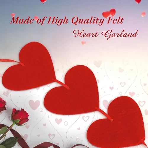 Miniatura 3 de Childom 80 guirnaldas de corazón de fieltro rojo, decoraciones de San Valentín, decoraciones de fiesta de San Valentín, decoración de corazones