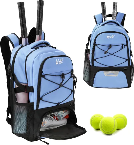 Miniatura 12 de Mochila para raqueta de tenis WOLT - Mochila grande para raqueta de tenis para hombres y mujeres - Compartimento ventilado para zapatos - Capacidad