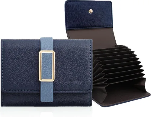 Miniatura 9 de Pomelo Best Cartera RFID para mujer, pequeña funda de cuero con cremallera y 11 ranuras para tarjetas, Negro, Classic