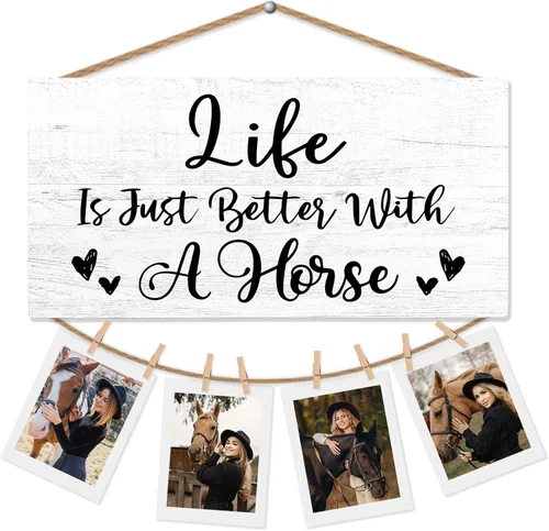 Marco de fotos de regalo de caballos para pared, regalo de caballos para mujeres, hombres, amantes de los caballos, caballos jinete, regalos