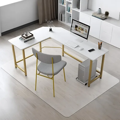 Miniatura 9 de Kuyal Tapete para silla para suelo de madera dura, 46 x 46 pulgadas, tapete rectangular para escritorio, tapete de protección duradero para sillas