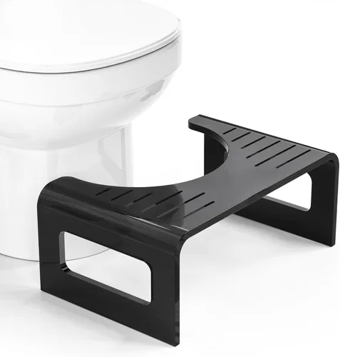AmazerBath Taburete de acrílico de 7 pulgadas, taburete de inodoro negro para adultos, taburete antideslizante de diseño moderno, fuerte capacidad