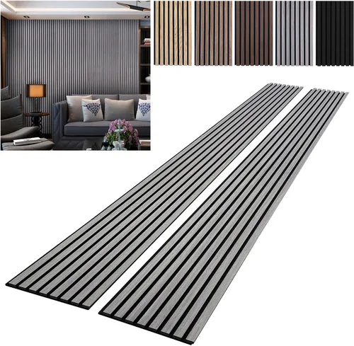 Miniatura 8 de YLL YLL Paneles de Pared de Madera YLL YLL Paneles de Pared Acústicos para Decoración de Pared Interior Dos 94.68" x 12.79" Panelado de Listones