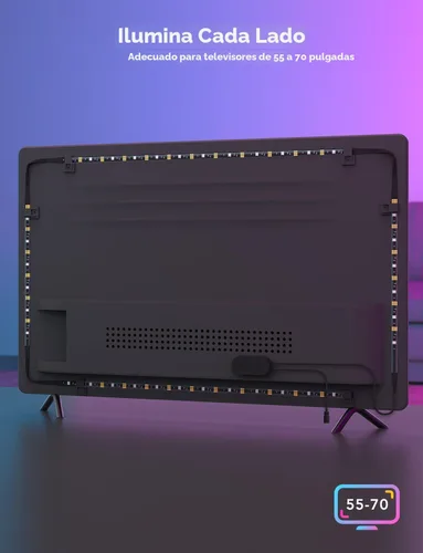 Miniatura 9 de Govee Retroiluminación LED para TV, tira de luces LED inteligentes RGBIC para televisores de 55 a 65 pulgadas, control de aplicación Bluetooth