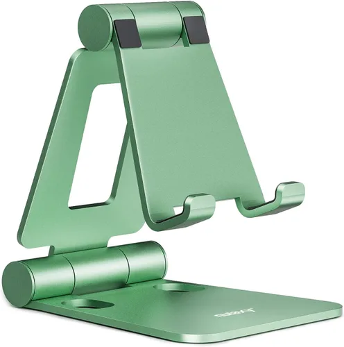 Miniatura 13 de Nulaxy Soporte plegable doble para teléfono celular, totalmente ajustable, plegable, soporte para teléfono de escritorio, base compatible con iPhone