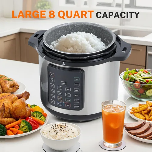 Miniatura 3 de Simple Deluxe 8QT - Olla a Presión Eléctrica Múltiple 16 en 1, Multi-Cocina Antiadherente de Acero Inoxidable para Hacer Yogur, Cocción Lenta