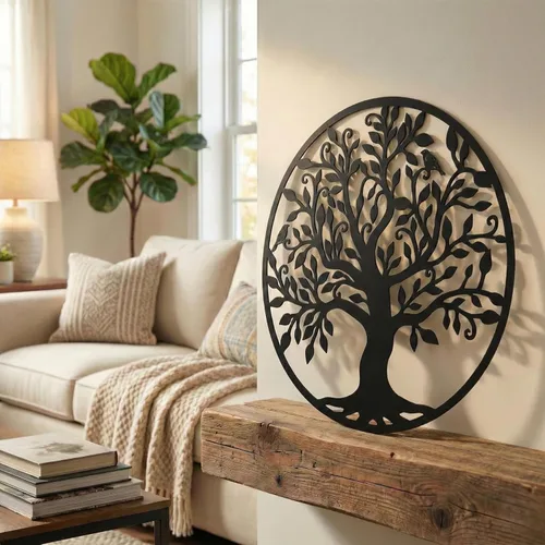 Miniatura 3 de DEKADRON Arte de Pared de Metal - Árbol de la Vida - Árbol Genealógico Decoración de Pared de Metal Decoración del Hogar Oficina Dormitorio Sala
