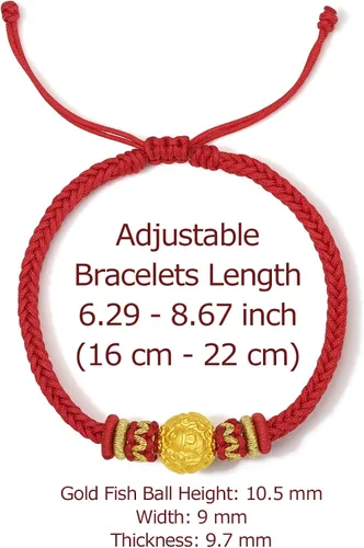 Miniatura 2 de ZHOU LIU FU 24K Solid Gold Bracelet Luck Fish Real Gold Charm Bracelet Adjustable Jewelry Braided Bracelet for Women Teens Girls