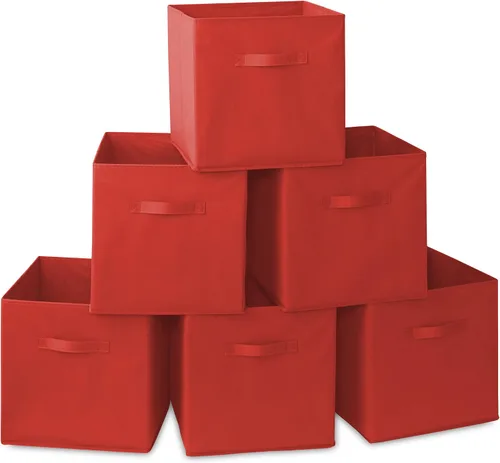 Miniatura 28 de Casafield juego de 6 cubos de almacenamiento plegables de tela, canastas de tela plegables de 11 pulgadas, para estantes, cubos organizadores