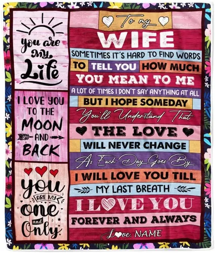 Miniatura 23 de Manta personalizada con texto en inglés «To My Wife from Husband When I Tell You I Love You Wife», manta de forro polar personalizada