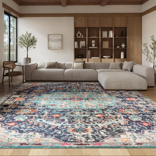 Miniatura 35 de SAFAVIEH Colección Madison MAD447B - Tapete bohemio con medallón antiguo y elegante, no desprende pelusa, para la sala, dormitorio, comedor