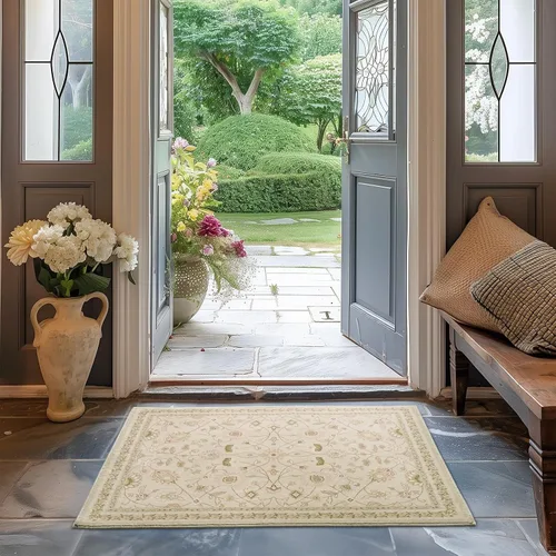Miniatura 45 de EVERGRACE Alfombras de área para entrada, 2 x 3, de lana sintética, estilo bohemio, floral, para interiores y exteriores, alfombras pequeñas