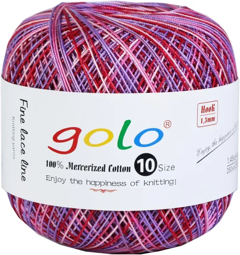 Miniatura 58 de Golo - Bolas de hilo para crochet de algodón tamaño 10, color algodón para crochet D-Fresa D078-fresa